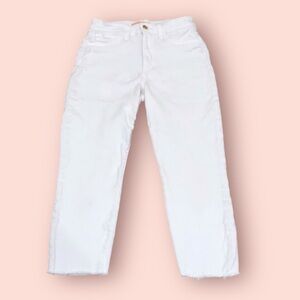 Joe’s Jeans High Rise Skinny Capris Size 26 White Denim Raw Hem